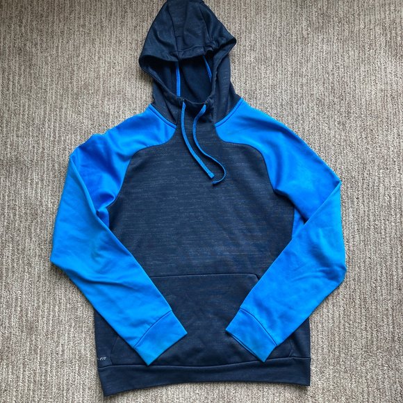 Men's Small Nike Pro Training Therma Fit Fleece Hoodie Sweatshirt Blue - Picture 1 of 3